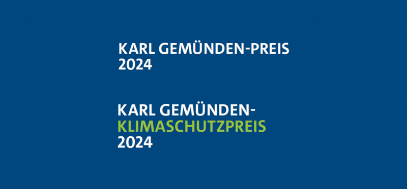 Schriftzug Karl Gemünden-Preis auf blauem Grund